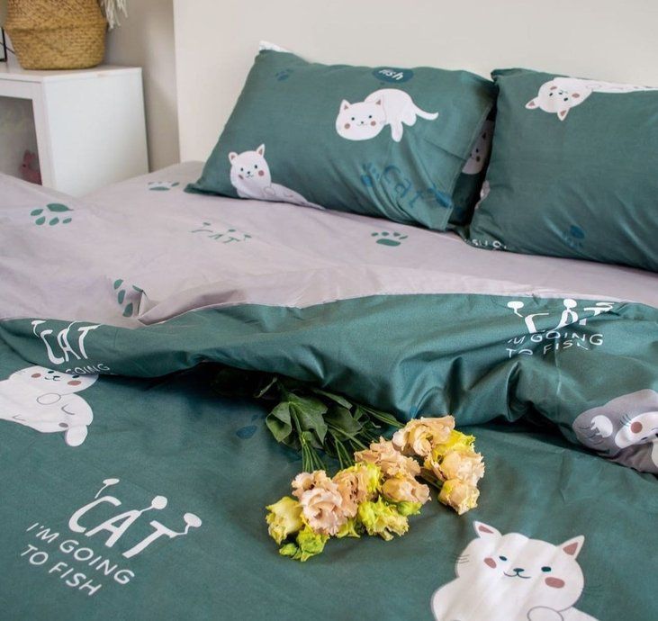 Комплект постільної білизни Бязь Lite Cat Півтораспальний 70*70 см
